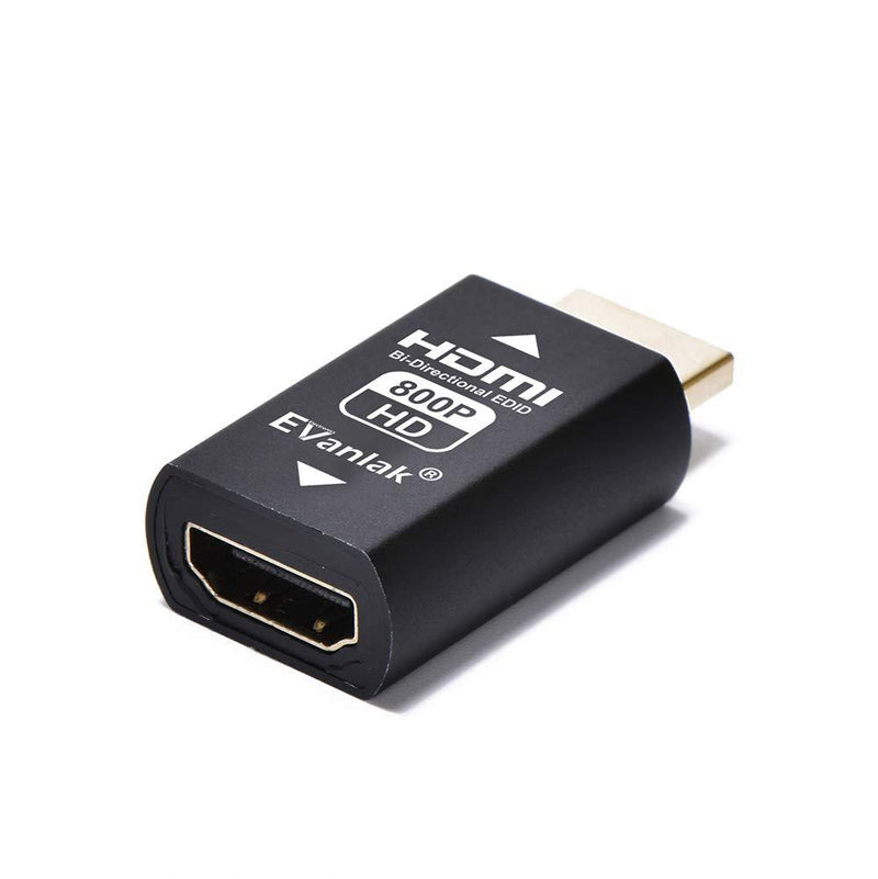EVanlak Hdmi Edid Emulator Passthrough Dongle (3rd Generrtion Premium Aluminum)Eliminated Emulator Adapter Edid Emulator Work With Mac Thunderbolt to HDMI Switches / Extender/AV Receiver/Video Splitt HDMI EDID 800-1P