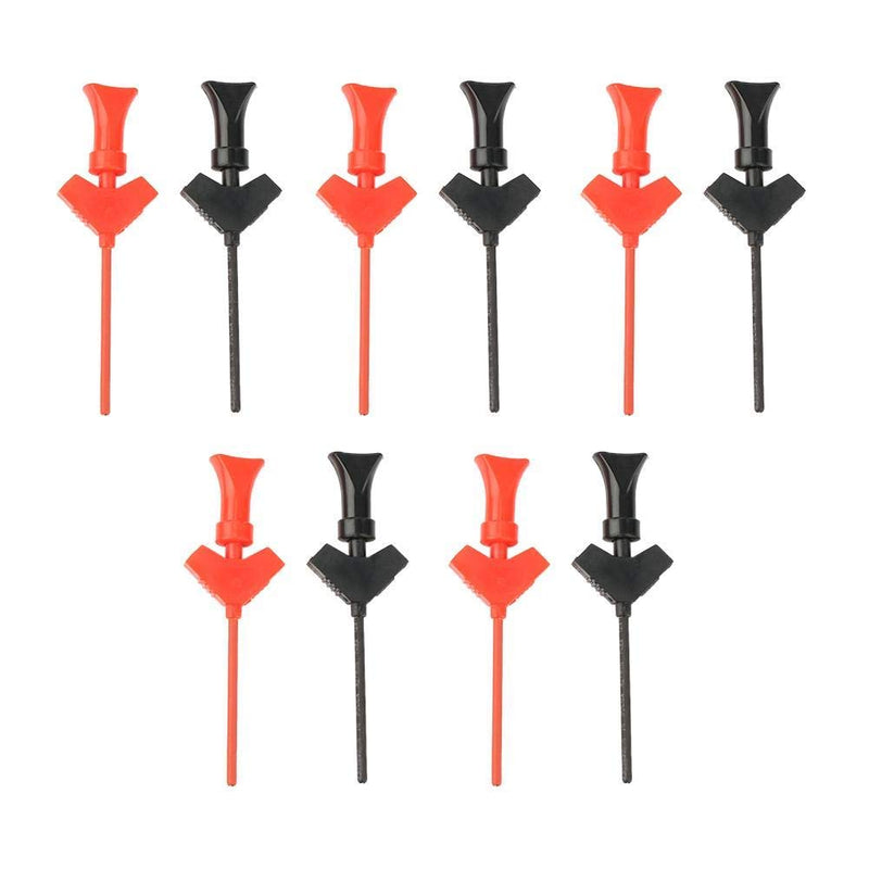 10pcs Test Hook Clips Mini Test Clip Jumper Test Probe Hook Test Lead Kit for SMD IC Electronic Tester Black+Red