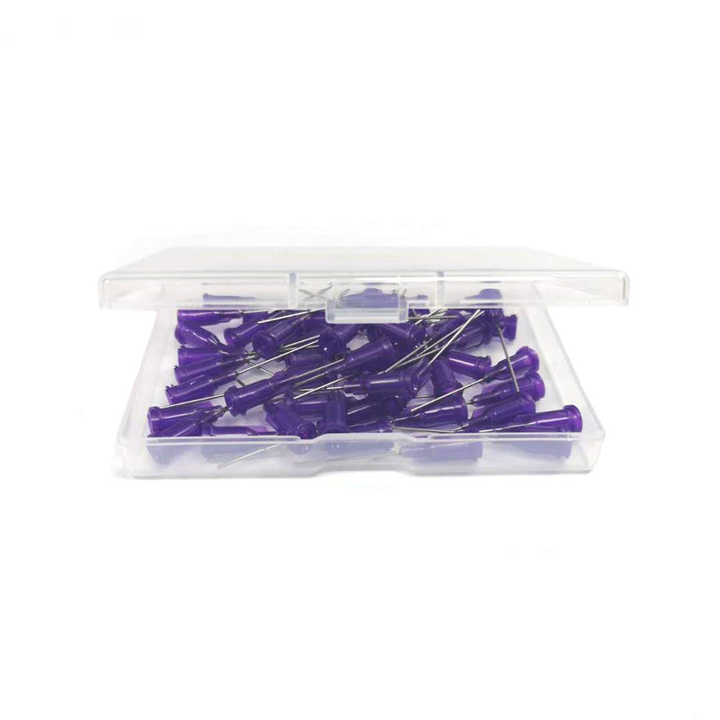 21 Ga 1 Inch Blunt Tip Dispensing Needle with Luer Lock, Precision Applicator (Purple,50 PCS)