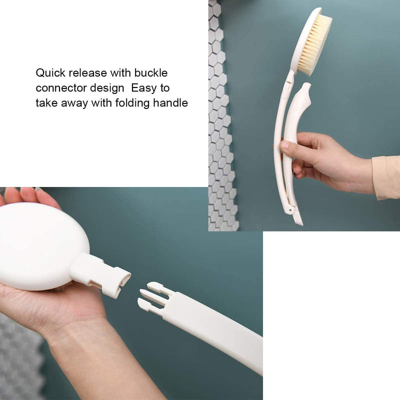 LFJ 3 in 1 Back Bath Brush Set for Shower, 19" Long Handle Body Brush, Bath Sponge and Pumice Gentle Exfoliation and Improved Skin Health, Suitable for Men and Women Nylon soft brush