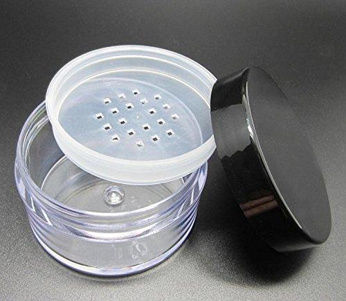 60ml 2oz Empty Clear Make-up Loose Powder Container Case with Soft Sponge Powder Puff Screw Black Lid and Sifter Foundation Box