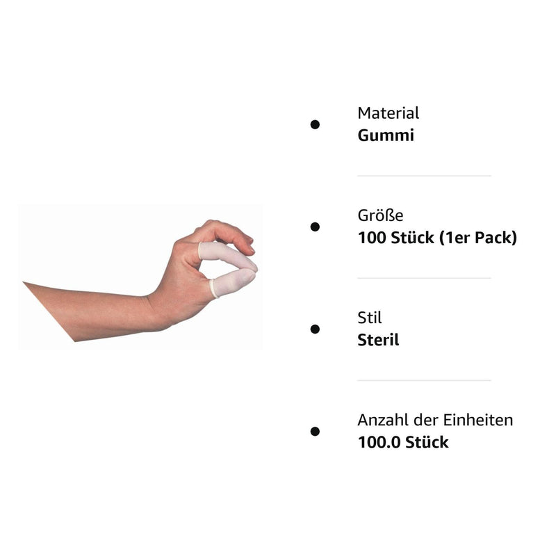 Latex finger cots - size M/3-100 pieces