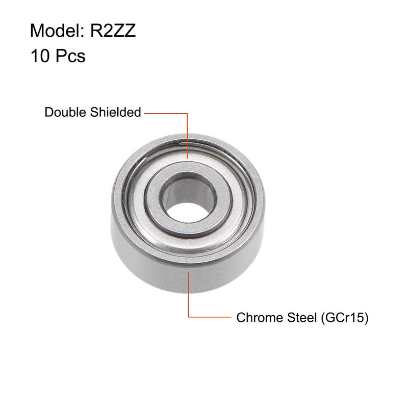 uxcell R2ZZ Deep Groove Ball Bearing 1/8-inchx3/8-inchx5/32-inch Shielded Z2 Lever Bearings 10pcs 1/8"x3/8"x5/32"