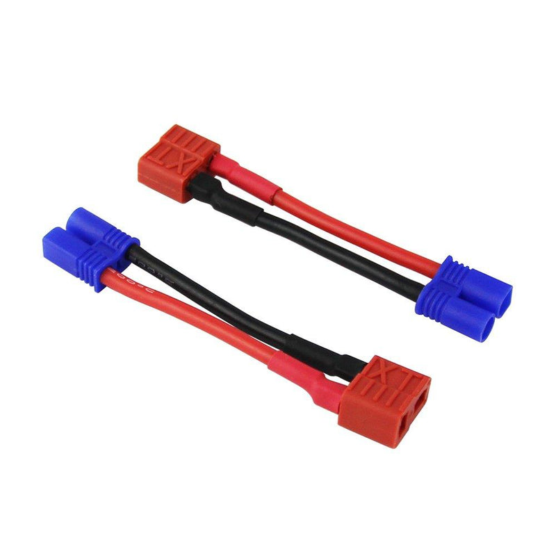 OliYin 3pcs EC2 Male to Anti-Skid T-Plug Deans Style Female Connector Adapter 16awg 1.96inch/5cm Wire for RC Lipo Battery(Pack of 3)
