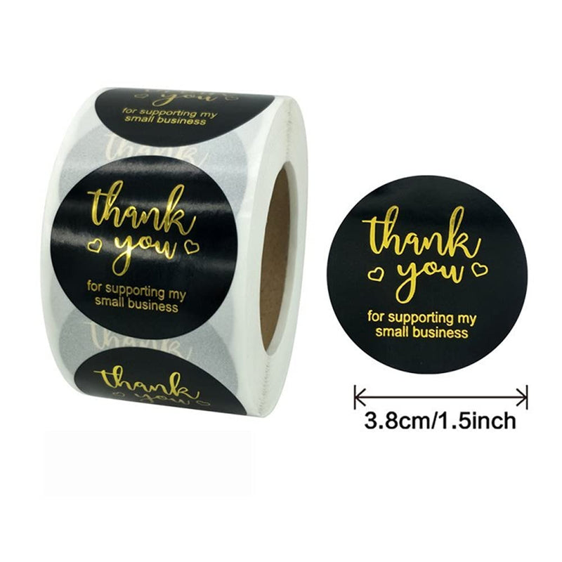 congsanrulu Thank You Stickers RollSmall Business Stickers Suitablefor Business and Boutique Packaging Envelope Sealing Various Holiday Party Gifts Thank You Labels (Black) Black