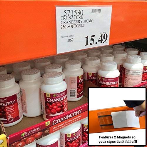 Pallet Rack Sign Holder Kit Clear Vinyl Pouch with Magnet for 4" H x 6" L Cards - 25 Pack