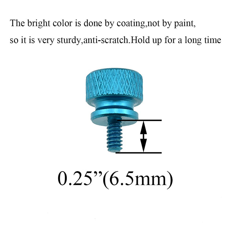 Hahiyo Anodized Aluminum Thumbscrews 6#-32 Thread Size Large Knurled Head Cage Mounts Hand Tighten Easy to Grip and Turn Not Damage Inside Sturdy for Computer Case PCI Slot Motherboard Blue 10pcs 6#-32-Blue-10Pieces