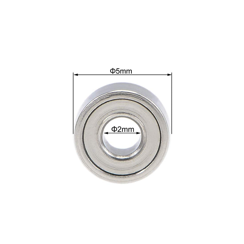 uxcell 682ZZ Deep Groove Ball Bearings 2mm Inner Dia 5mm OD 2.3mm Bore Double Shielded Chrome Steel Z2 20pcs