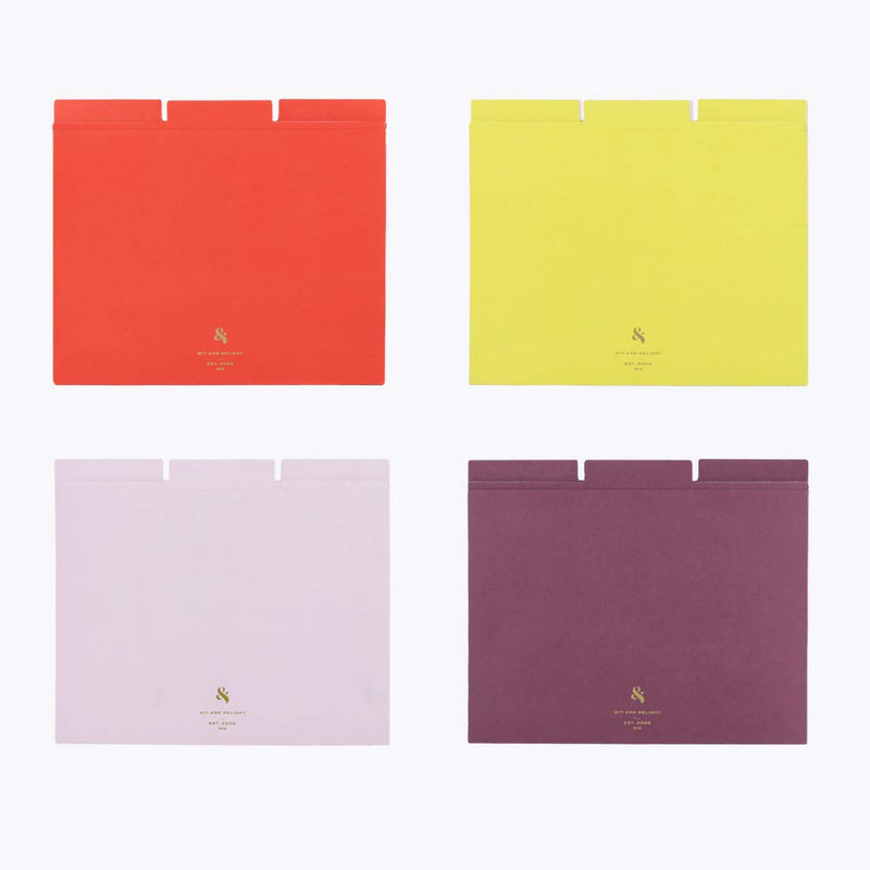 Wit & Delight Assorted File Folder Set, Red/Yellow/Lavender/Purple (DLS1825) Red, Yellow, Lavender & Purple