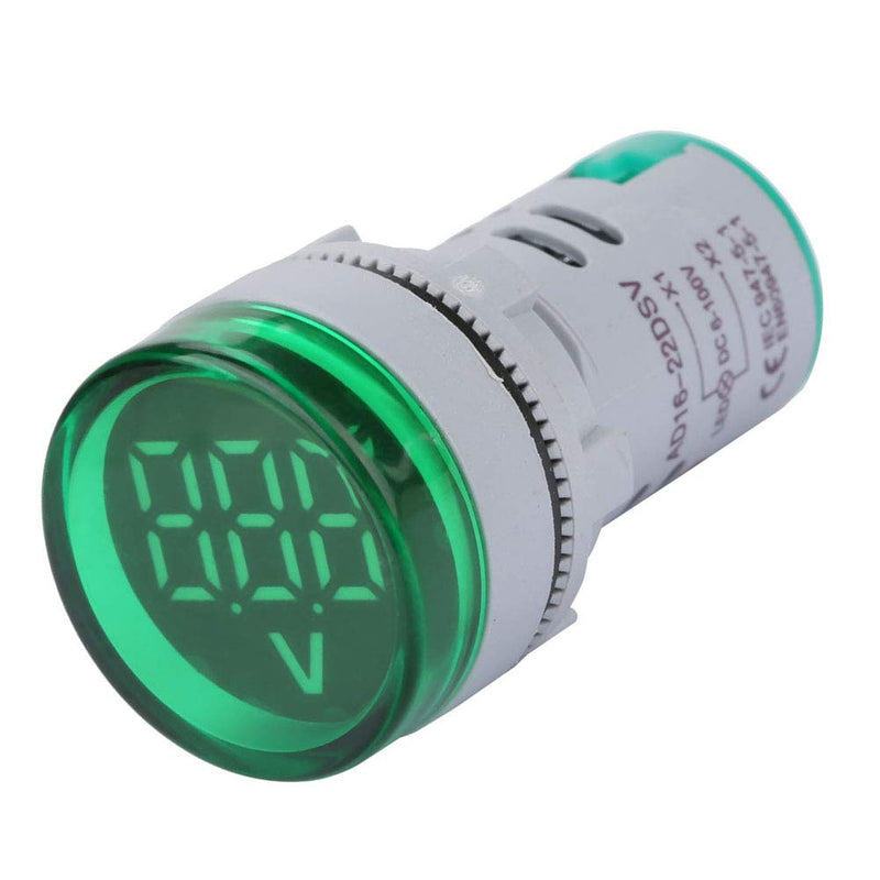 Digital Mini LED Display Voltmeter,6-100V High Accuracy LED Voltmeter Signal Light Digital Display DC Voltage Meter Indicator Round Lamp Tester (Green 2x1.2x1.2inch)