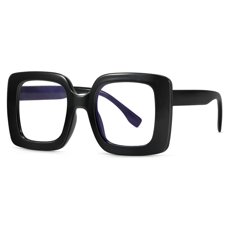 MACJERO Oversized Fashion Square Blue Light Blocking Glasses for Women Computer Eyeglasses Anti Glare Eyestrain Black