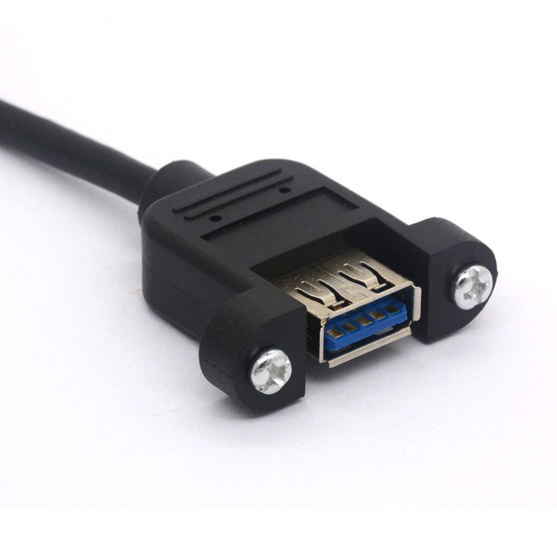 Left Angled USB 3.0 Panel Mount Cable USB3.0 Male to Female with M3 Screw Panel Mount Extension Cord for Industrial Computer PC 30CM (Left) Left