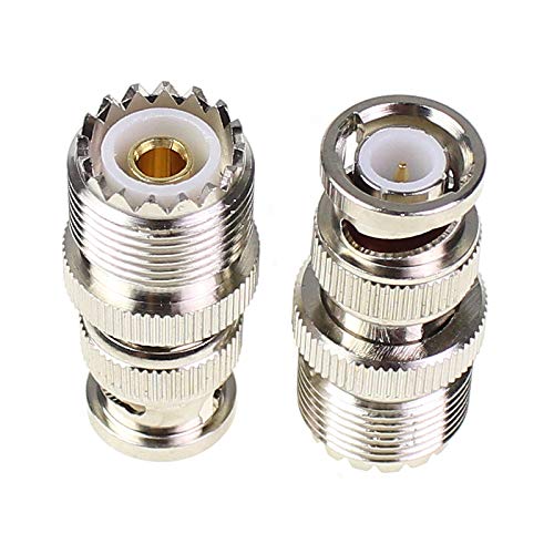 BNC Male to UHF Female PL259 Female to BNC Male SO-239 RF Coaxial Coax Adapter 2Pcs