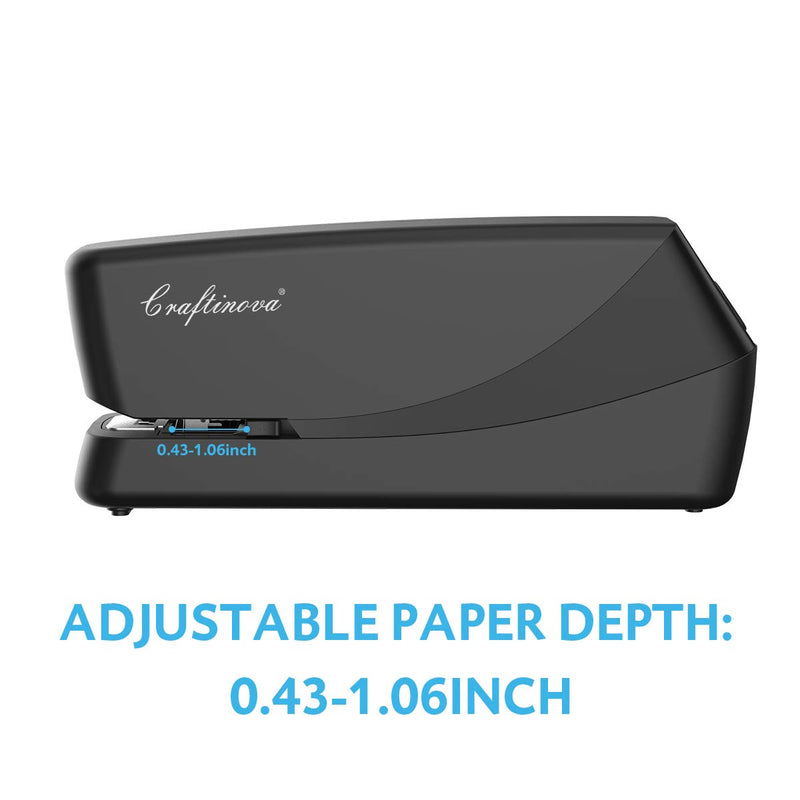 Craftinova Electric Stapler, ,eavy Duty Electric Stapler Desktop,Including 2000 Staples and 1 adapters,25 Sheet Capacity,Can Store 210 Staples，Battery not Included（Silvery) Black