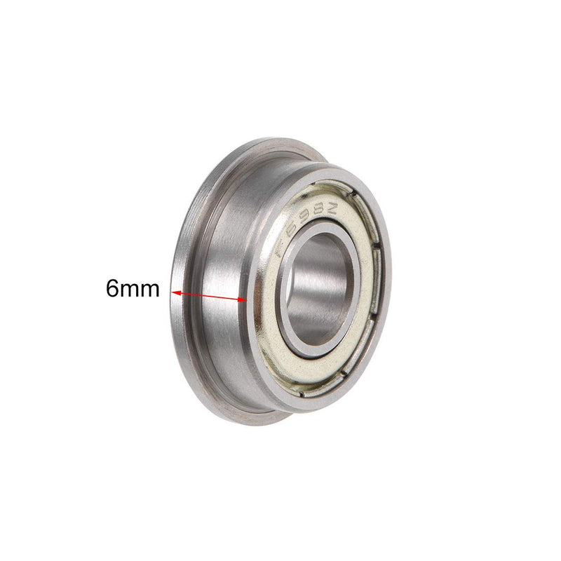 uxcell F698ZZ Flanged Ball Bearing 8x19x6mm Shielded Chrome Steel Bearings 4pcs