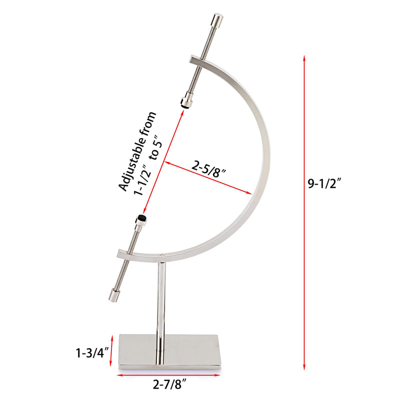 JuxYes Golden Toned Sphere Holder Caliper Stand, Hold 1-1/2 to 5, Caliper Style Display Stand for Mineral, Ornament, Gem, Shell, Coin, etc M