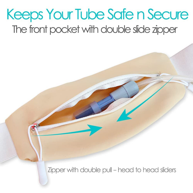 PD Belt Peritoneal Dialysis Catheter Holder Accessories No-Bounce for Secure Transfer Set Peg G Feeding Tube Line Adults Women Men Beige