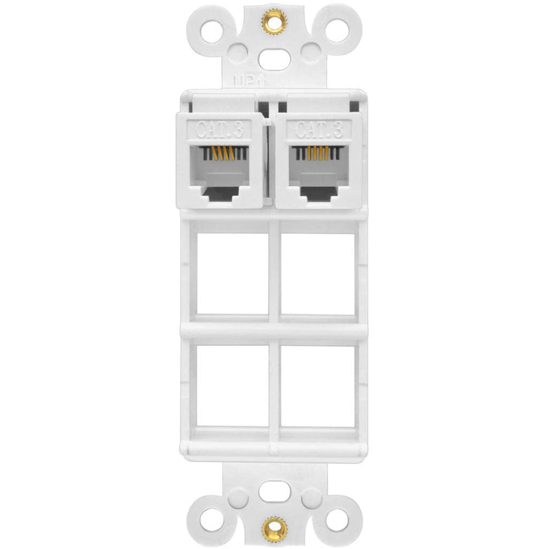 NECABLES (5 Pack) CAT3 Telephone Keystone Jack Phone Keystone Coupler RJ11 6P4C Female to Female White