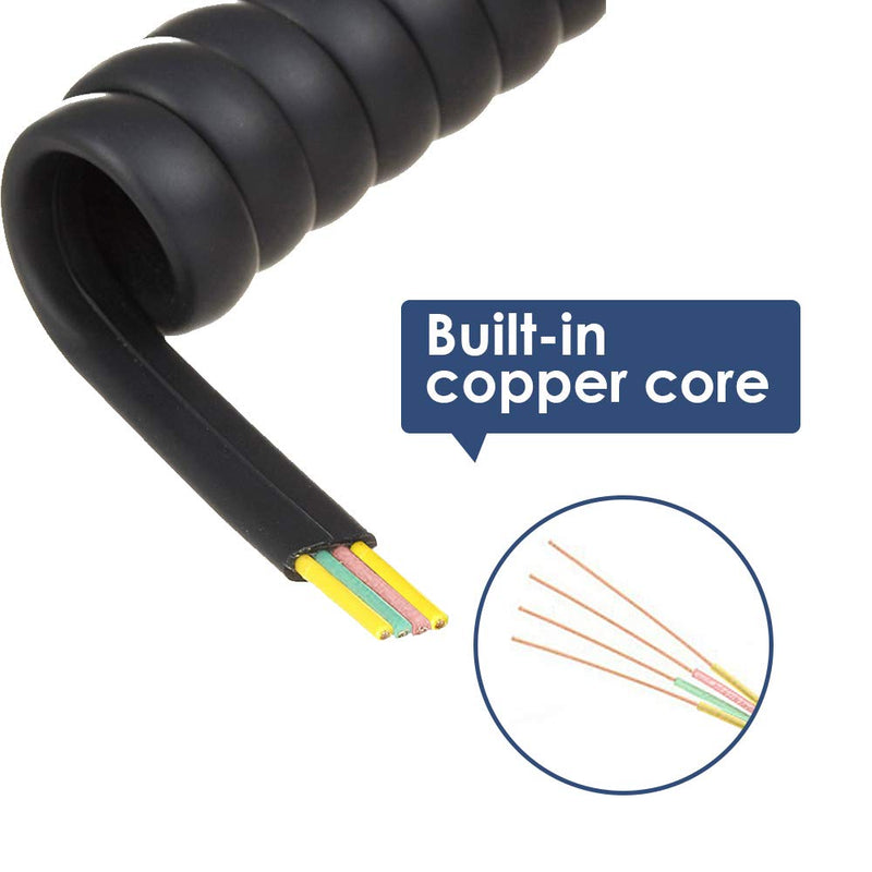 4 Pack Phone Cord Landline 8Ft Uncoiled/1.4Ft Coiled Landline Telephone Handset Cord Line Cable RJ9 4P4C Telephone Accessory Black 4Pack Cord