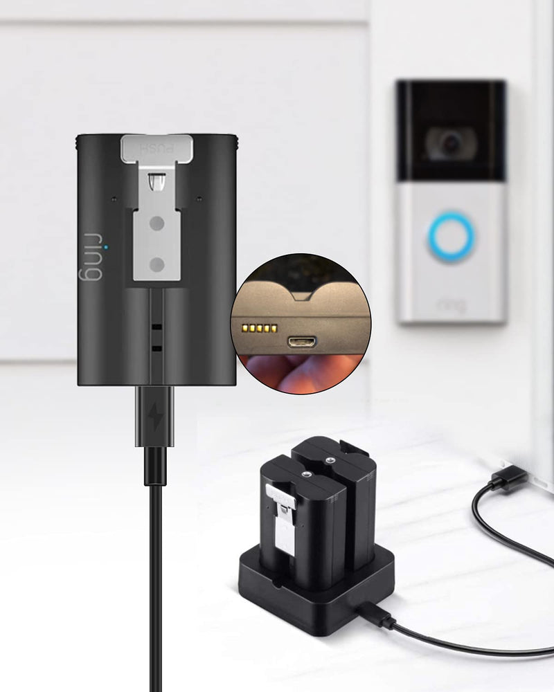 Micro USB Charger Charging Cable Cord Compatible for Ring Wi-Fi Enabled Video Doorbell (2020 Release) 2/3/3 Plus/4, Peephole Cam, Camera Battery Spotlight Cam Battery Solar Battery Power Cable Black