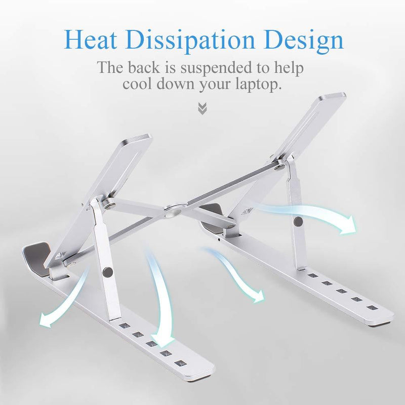 FLAGTOP Adjustable Laptop Stand for Desk, Ergonomic Portable Aluminum Laptop Desk Stand, Non-Slip, Stable, Foldable Laptop Riser, Compatible with MacBook Pro/Air and More Notebooks Small
