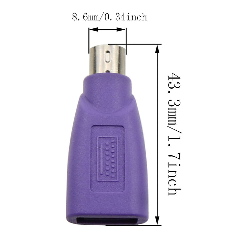 USB to PS2 Adapter ZZHXSM 2PCS Purple USB Female to PS/2 Male Converter Changer Adapter for Mouse Keyboard and Bar Code Scanner, USB Keyboard to PS/2 Adapter