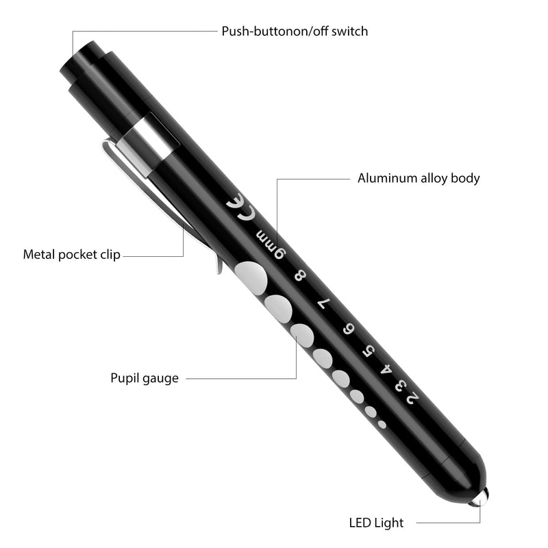 RISEMART pupil light, diagnostic light, nurse emergency service accessories with pupil measuring device and ruler (dark blue with black) dark blue with black