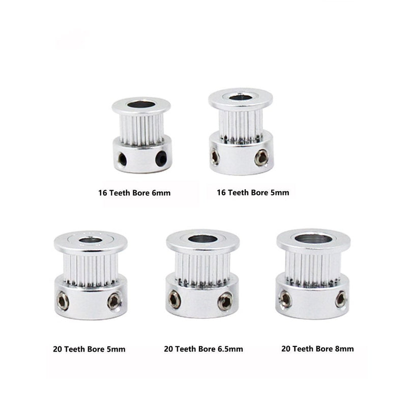 GT2 Aluminum Timing Belt Pulley kit 20 Teeth Bore 5mm and M3 Wrench for 3D Printer 6mm Width Timing Belt (Pack of 5pcs)