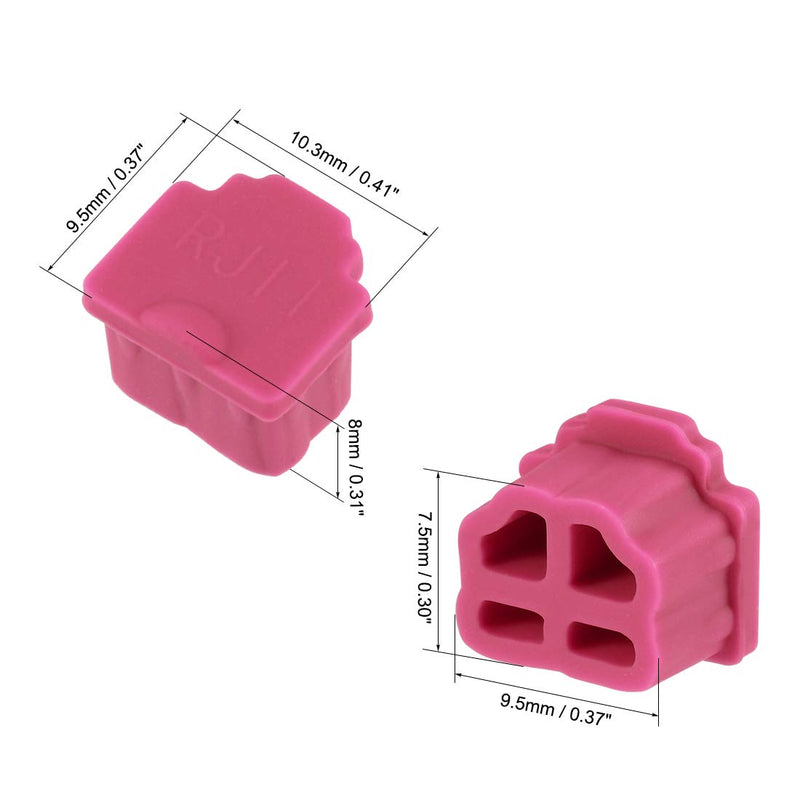 uxcell 10pcs RJ11 Silicone Protector Telephone Modular Port Anti Dust Cap Cover, Rose Red