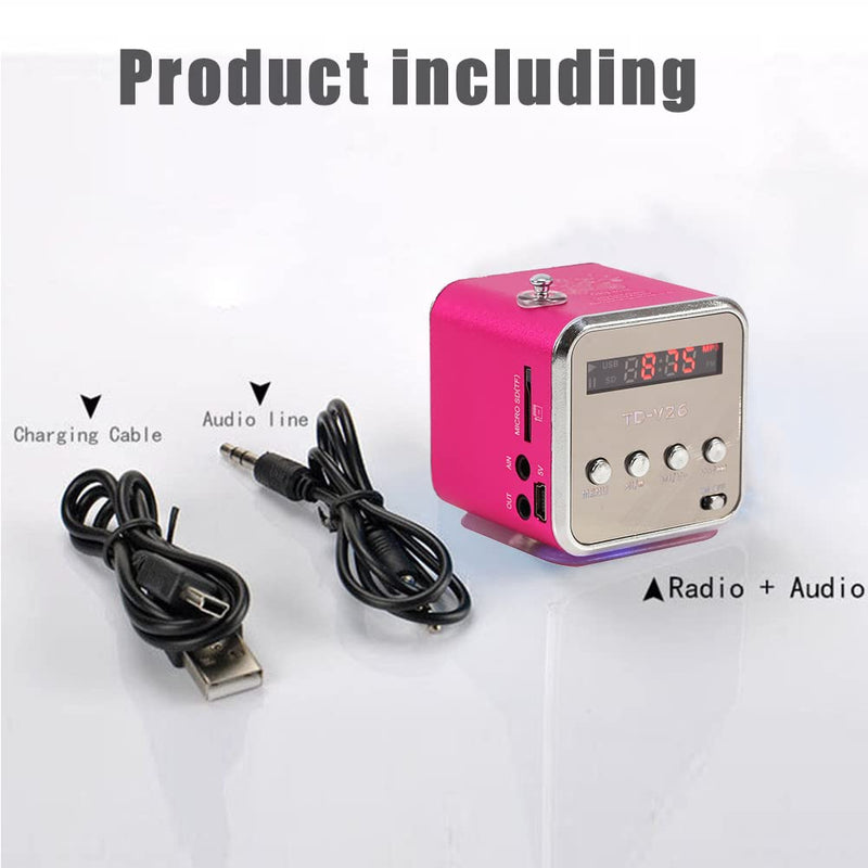 Eboxer Portable Mini Speaker Music Player FM Radio Stereo Speaker Support TF Card and U Disk, Brief Design, Perfect Mini Speaker for Room Bike Car for Phone/Tablet/Computer (Rose Red)