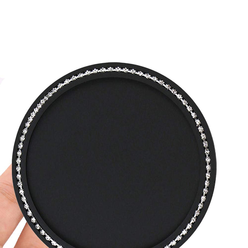 2 Sheet Round Car Dashboard Sticky Pad with Exquisite Rhinestone Sticky Car Dashboard Anti Slip Mat Adhesive Mat for Cell Phone, Electronic Devices, Keys, Sunglasses