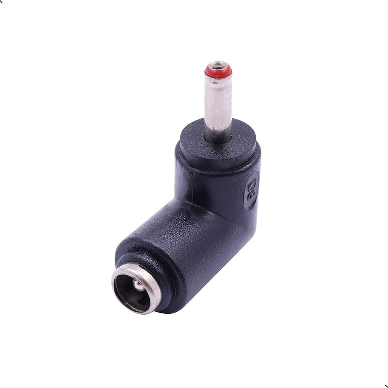 2Pcs DC Power Connector Adapter 90 Degree Angle 3.5mm x 1.35mm Male Plug to 5.5mm x 2.1mm Female Jack Coupler Converter (L Type 3.5 x 1.35mm Red)
