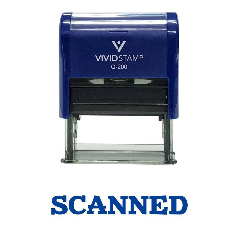 Simple Scanned Office Self-Inking Office Rubber Stamp (Blue) - Medium 9/16" x 1-1/2" Medium Blue