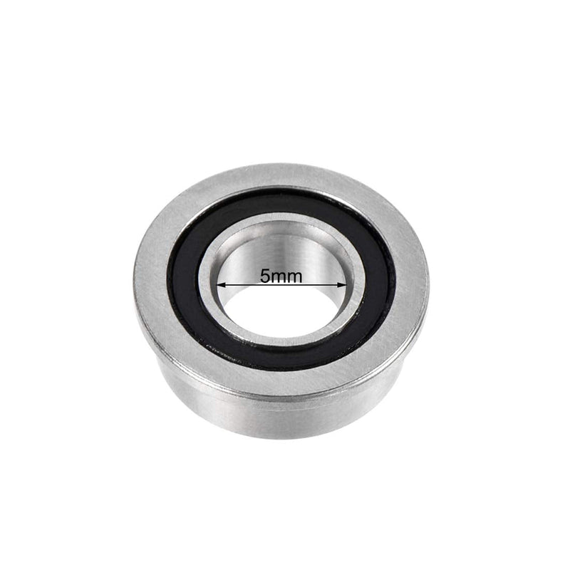 uxcell MF105-2RS Flanged Ball Bearing 5x10x4mm Double Sealed Chrome Steel Bearing 2pcs