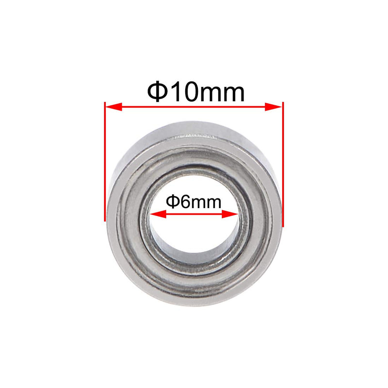 uxcell SMR106ZZ Stainless Steel Ball Bearing 6x10x3mm Shielded MR106ZZ Bearings 5pcs