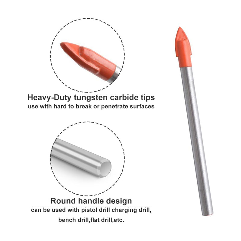 Gunpla 10 piece x 6mm glass and tile drill bit set tip for tiles, glass, aluminum, concrete, brick, plastic and wood with storage case
