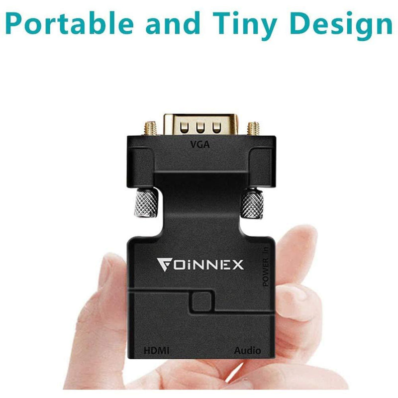 VGA to HDMI Adapter Converter with Audio,(PC VGA Source Output to TV/Monitor with HDMI Connector),FOINNEX Active Male VGA in Female HDMI 1080p Video Dongle adaptador for Computer,Laptop,Projector VGA-HDMI ADAPTER