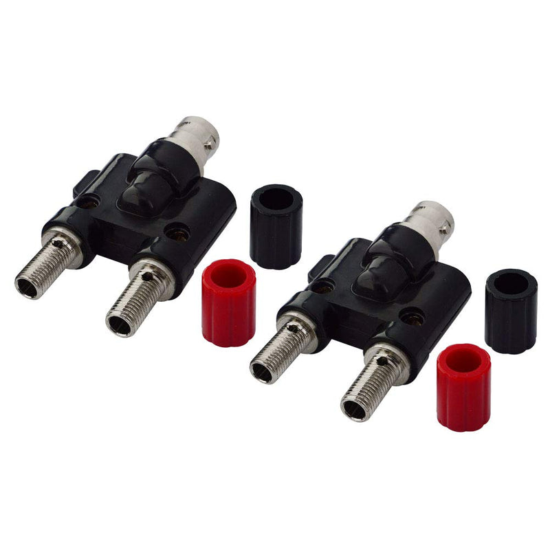 BNC Female to Dual Banana Female Socket Binding Post RF Coax Splitter Adapter Connector Pack of 2