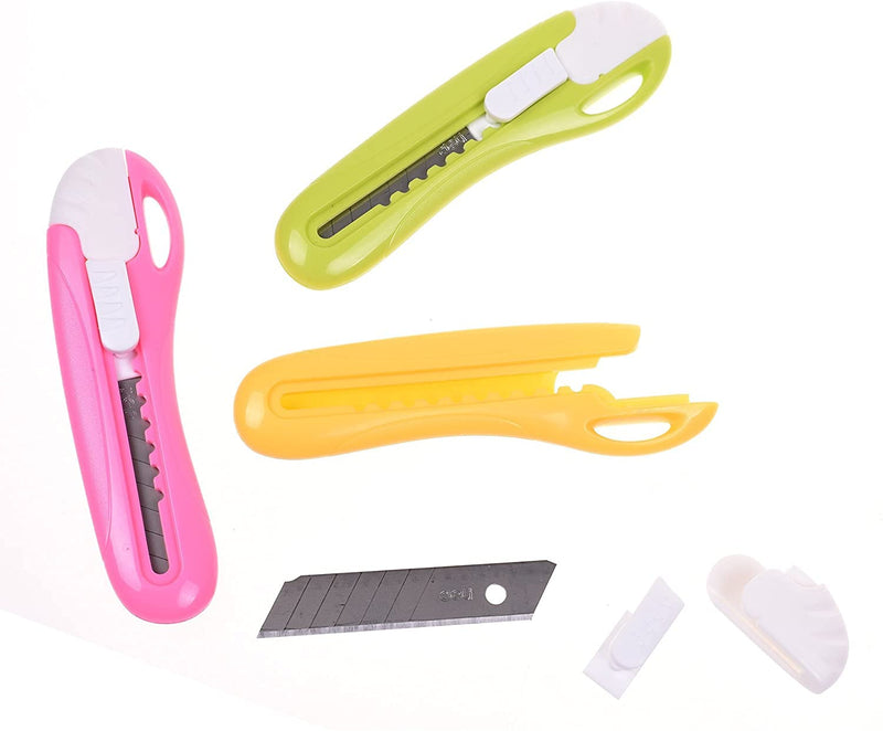 Pack of 5 Mini Utility Knife Box Cutter Letter Opener, Random Color