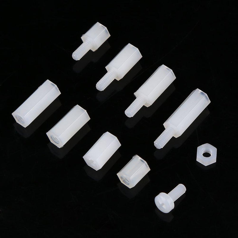 200pcs M2.5 Nylon Hex Standoff Waterproof Male Female Bolts Nuts Assortment Set with Plastic Box