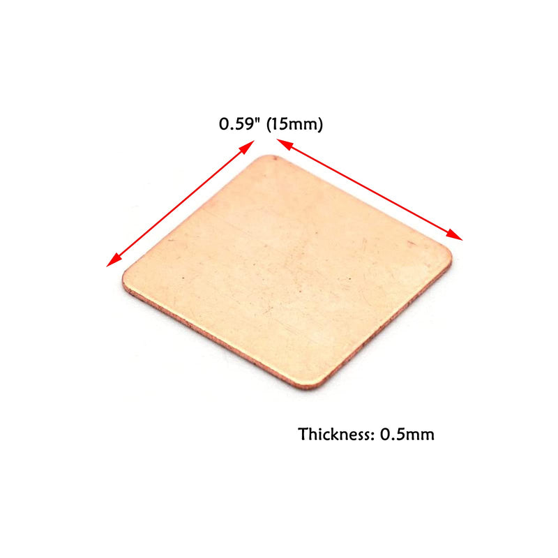 Antrader 15 x 15 x 0.5mm Laptop GPU CPU Heatsink Thermal Copper Pad Shims Pack of 30