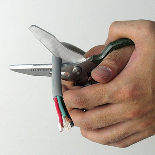 ENGINEER PH-55 Multi-Function, 160mm Compact Scissors, Electrician Scissors, with 4-in-1 Combi Blade - cuts Carpet, Leather, Solid Copper Wire, Insulated cable, CDs, Thick Rope & More. Made in Japan Single