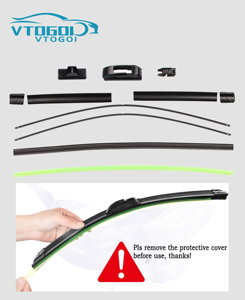 OEM Quality 13''+13''Premium All-Season Durable and Quiet Auto Replacement Windshield Wiper Blades(Set of 2) 13"+13"(Pair for Front Windshield)
