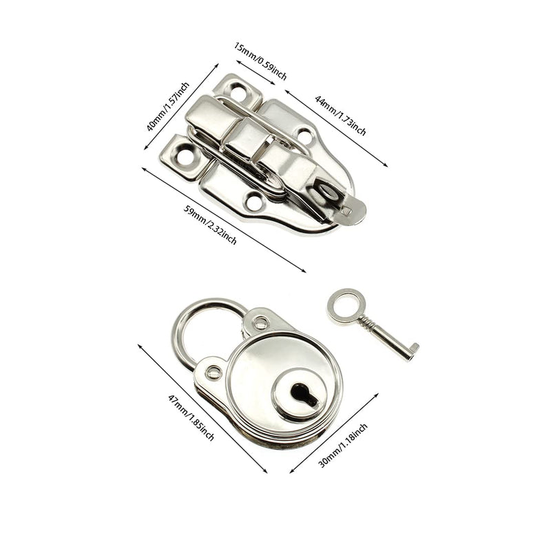 HAJXZH 2 Pack Retro Style Cabinet Duckbilled Toggle Hasp Latch Antique Padlock Kit for Jewelry Box Ordinary Gift Wooden Case Toolbox with Mounting Screws (Silver), Silver Silver 2 PACK