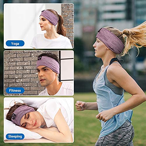 Sleep Headphones, Perytong Bluetooth Sports Headband Headphones with Ultra-Thin HD Stereo Speakers Perfect for Sleeping,Workout,Jogging,Yoga,Insomnia, Air Travel, Meditation Purple