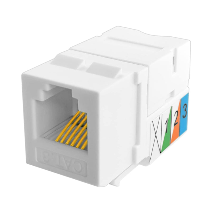 NECABLES (2 Pack) CAT3 Telephone Keystone Jack Phone Keystone Jack Punch Down Type 110 IDC to RJ11/RJ12 6P6C Female White