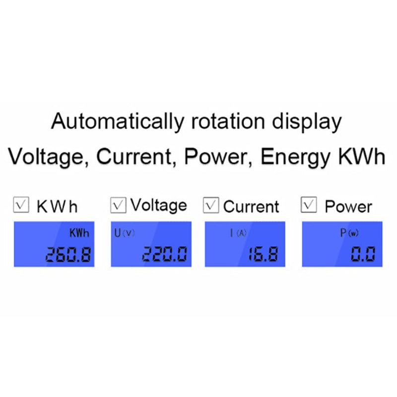 Electric Energy Meter, 5-32A 110-230V AC 50(60) Hz Single Phase Multi Function Watt Hour Meter with Multi Value LCD Display, Multipurpose KWh Voltage Current Power Meter, 35mm DIN Rail Mount