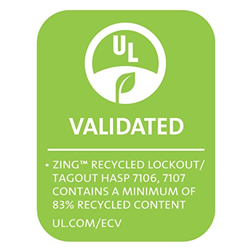 Zing Green Products 7106 ZING RecycLockout Lockout Tagout Hasp, 1" Steel with Tabs, 1" Inside Jaw Diameter, Red