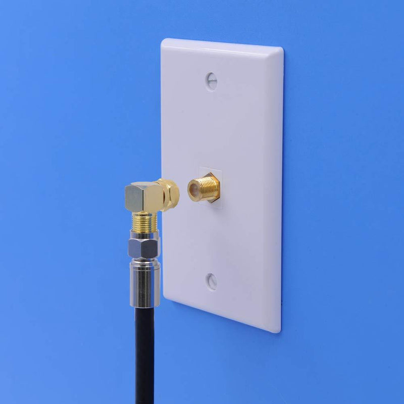 VCE 5-Pack 90 Degree Coaxial Connector, Right Angle F-Type RG6 Male to Female Adapter Gold Plated