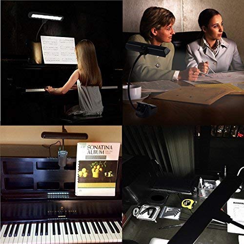 Vshinic Music Stand Light ,Clip On Piano Lights 9 LED Orchestra Light Book Lamp Musician Lamp,Fully Adjustable No Flicker For Piano, Orchestra,Book Reading, Mixing Table, DJ, Craft Work (Powered by AA Batteries, AC Adapter)